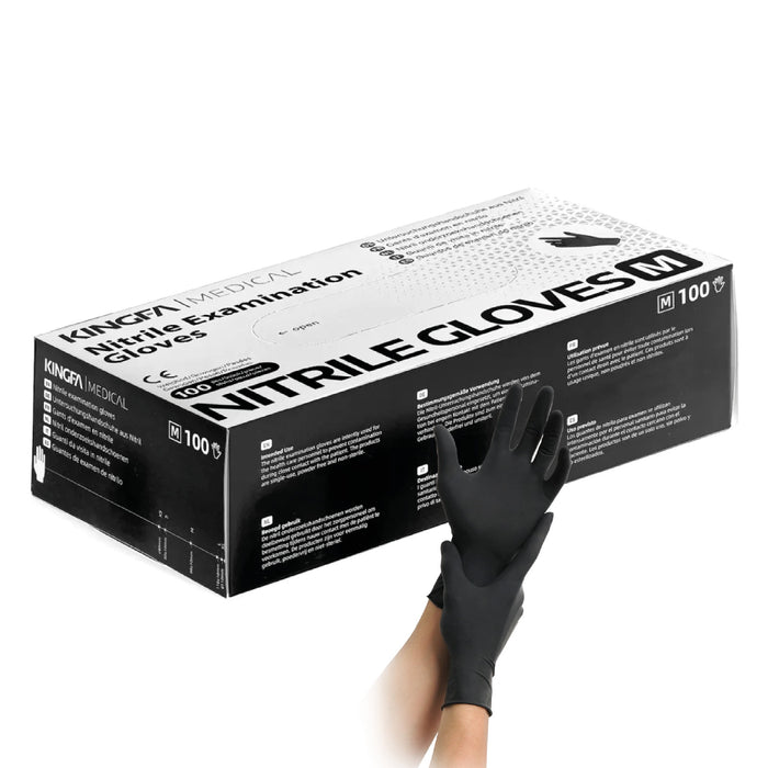 Kingfa Nitril Einmalhandschuhe 3,8g puderfrei, schwarz 100 Stück