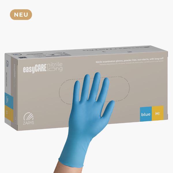 easyCARE Nitril LONG Einmalhandschuhe puderfrei, blau 100 Stück