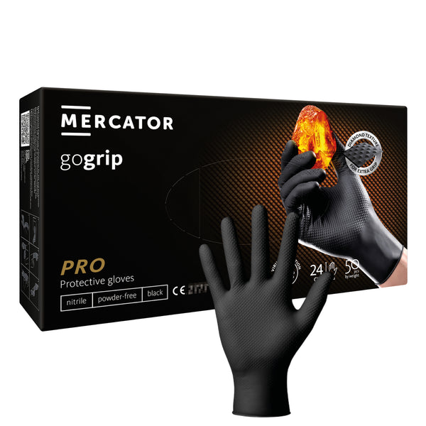 MERCATOR gogrip Nitril-Handschuhe mit Diamanttextur schwarz