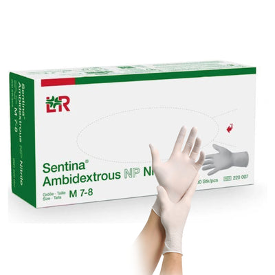 Sentina Ambidextrous Latex-Untersuchungshandschuhe weiß – Spenderbox