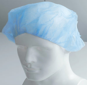 Krankenpflegehaube, Barretthauben aus Vliesstoff 100 Stück, weiß, blau, grün