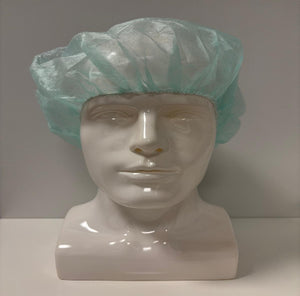 Krankenpflegehaube, Barretthauben aus Vliesstoff 100 Stück, weiß, blau, grün