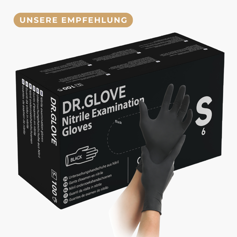 Dr. Glove Nitril Einmalhandschuhe puderfrei, schwarz 100 Stück für GESCHÄFTSKUNDEN