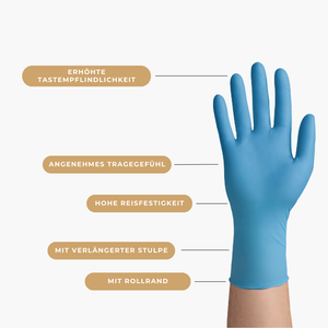 easyCARE Nitril LONG Einmalhandschuhe puderfrei, blau 100 Stück