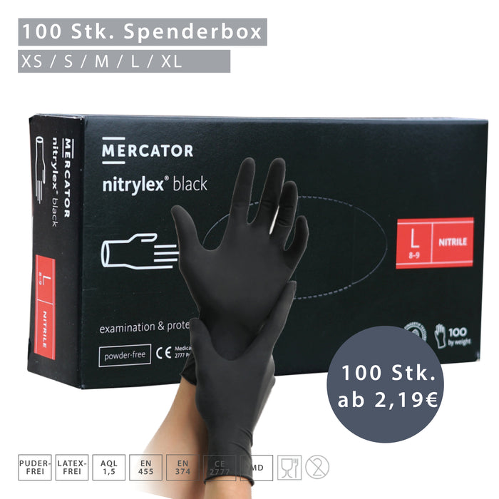 MERCATOR Nitrylex black Medizinische Nitril-Handschuhe – puderfrei