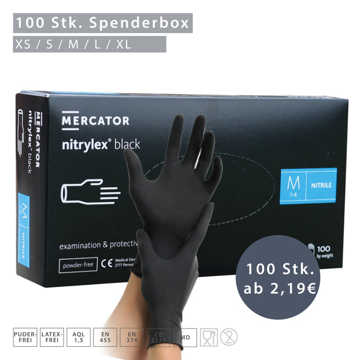 MERCATOR Nitrylex black Medizinische Nitril-Handschuhe – puderfrei