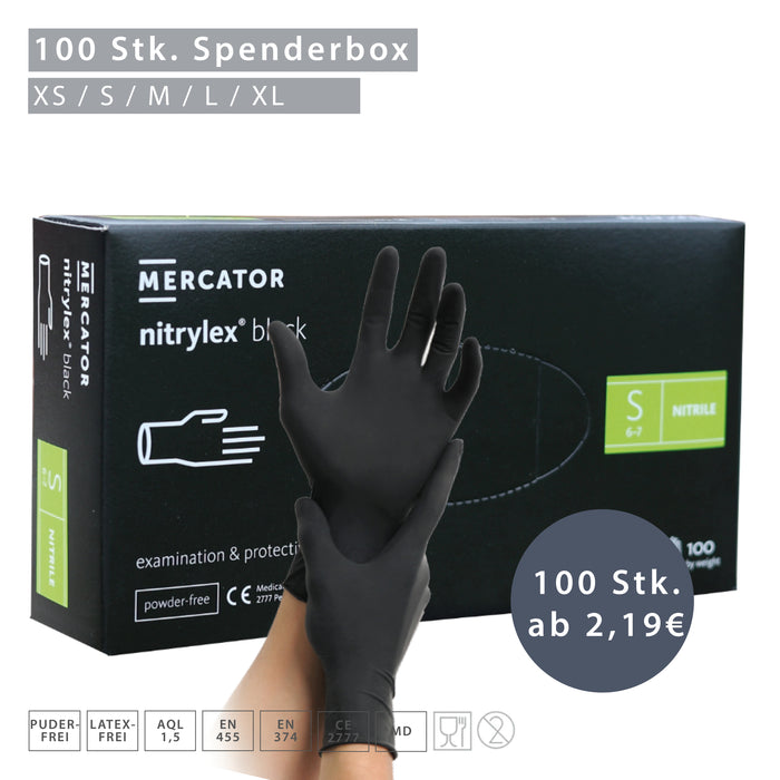 MERCATOR Nitrylex black Medizinische Nitril-Handschuhe – puderfrei