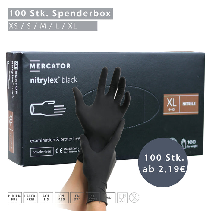 MERCATOR Nitrylex black Medizinische Nitril-Handschuhe – puderfrei