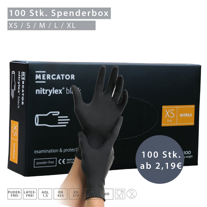 MERCATOR Nitrylex black Medizinische Nitril-Handschuhe – puderfrei