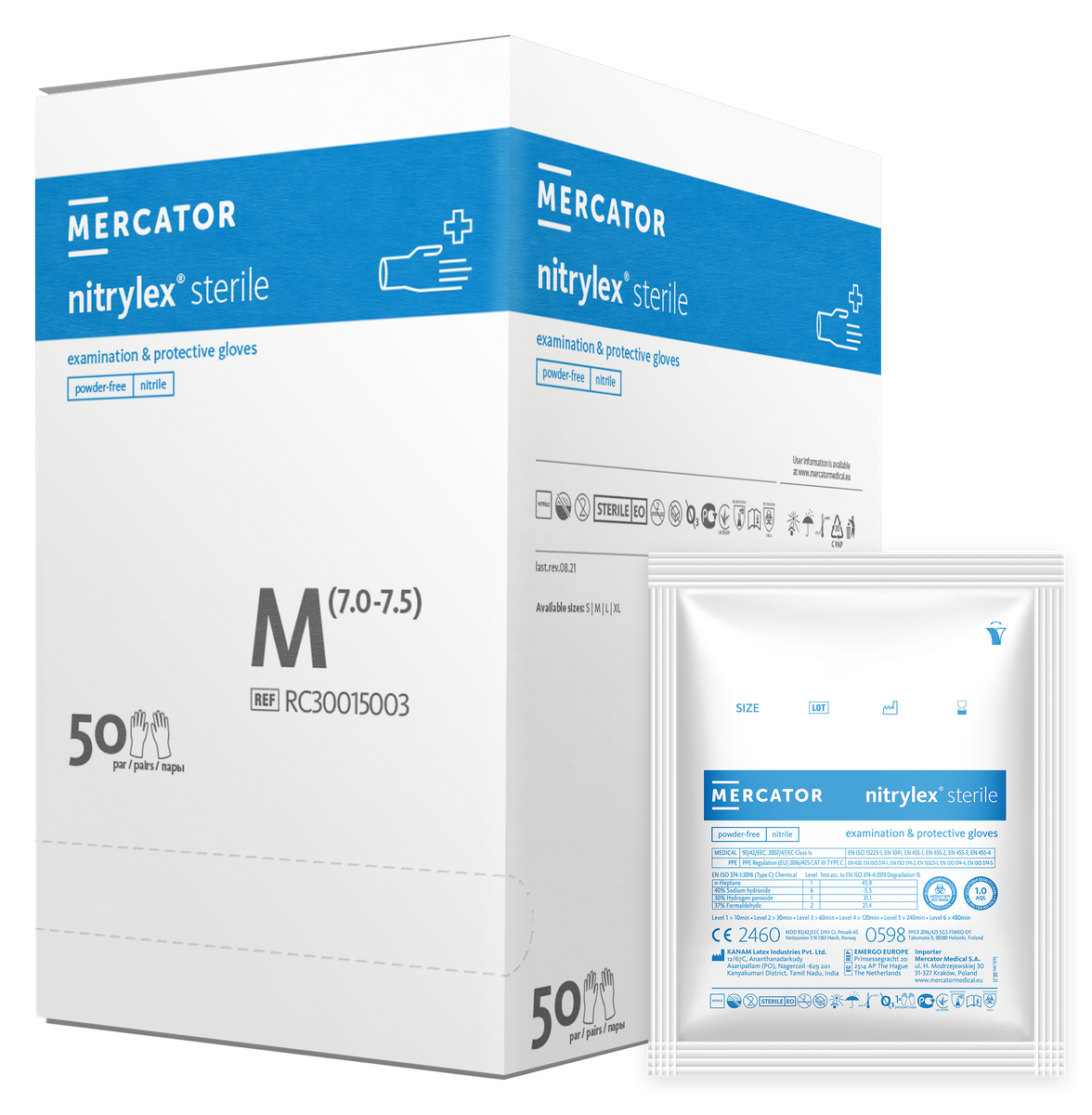 Mercator nitrylex puderfreie sterille OP Handschuhe