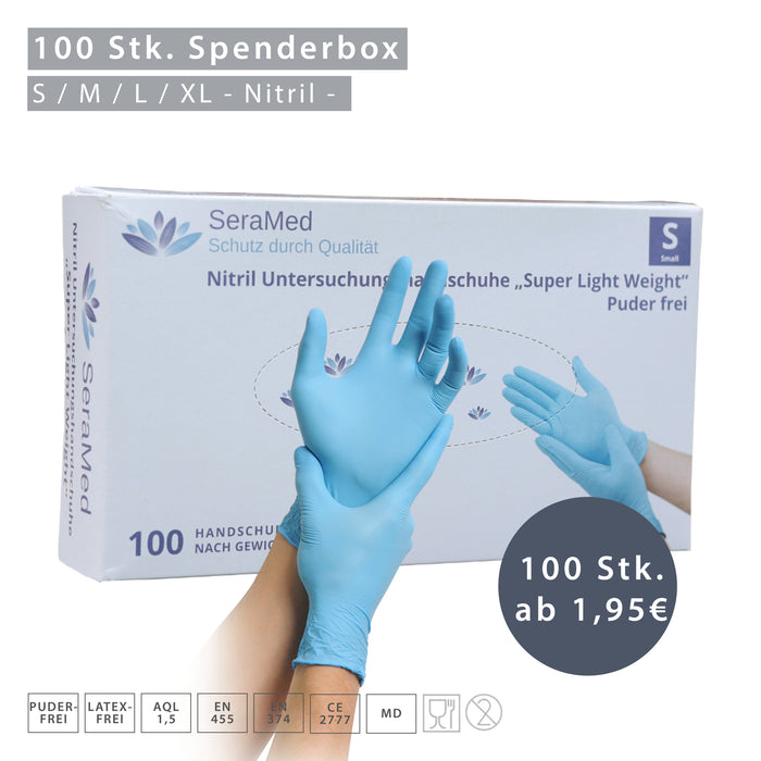 SeraMed Nitril Handschuhe Labor-Medizin-Lebensmittel