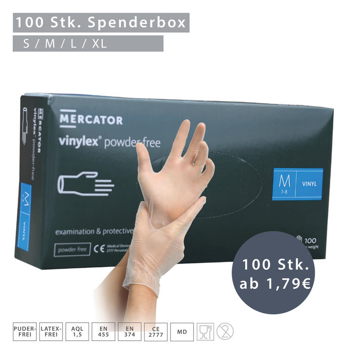 MERCATOR Vinylex Handschuhe puderfrei – Vinyl Einmalhandschuhe
