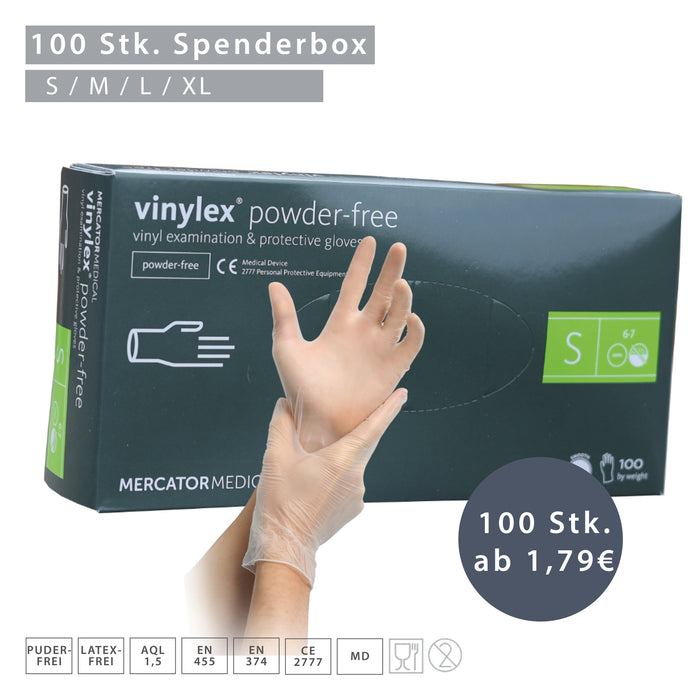 MERCATOR Vinylex Handschuhe puderfrei – Vinyl Einmalhandschuhe